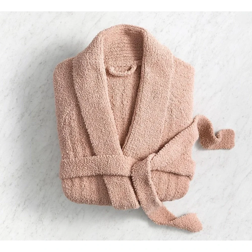 Pottery Barn Teddy Bear Cozy Ribbed Robe Blush‎ Pink Plush Shawl Collar / Medium